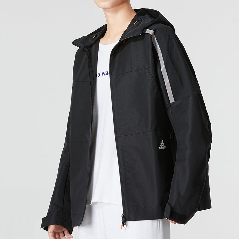 Men's adidas Th Commmtek Wvjk Solid Color Athleisure Casual Sports Hooded Jacket Black HR4438
