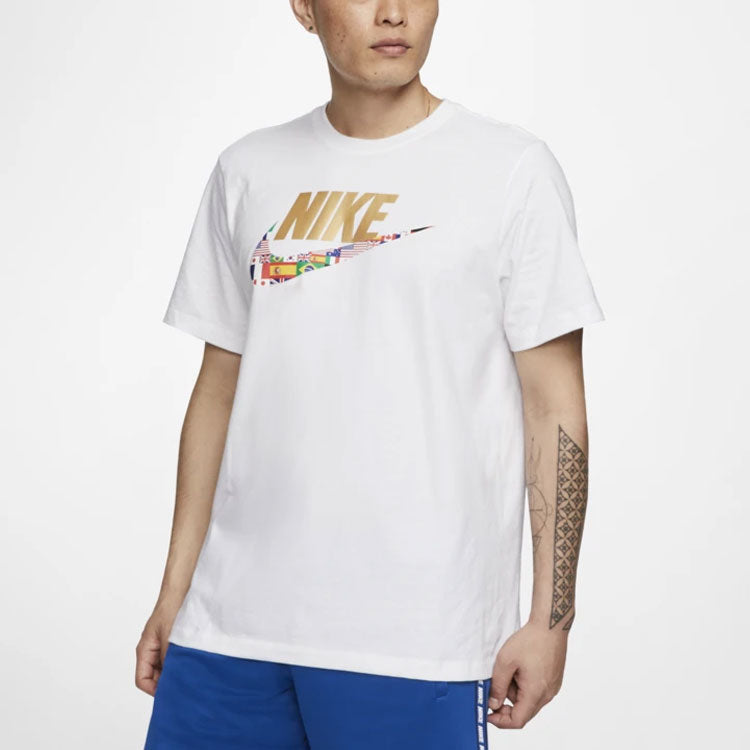 Nike Sportswear National Flag Logo Printing Sports Short Sleeve White CT6550-100