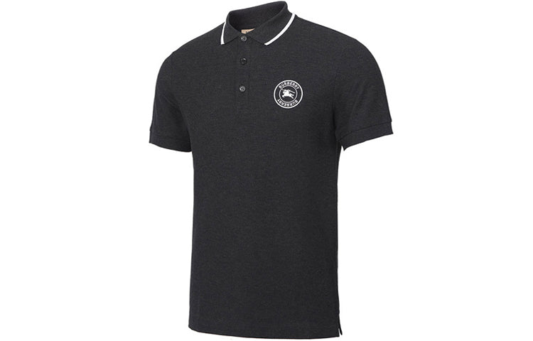 Men's Burberry Embroidered Logo Short Sleeve Polo Shirt Black 80078501