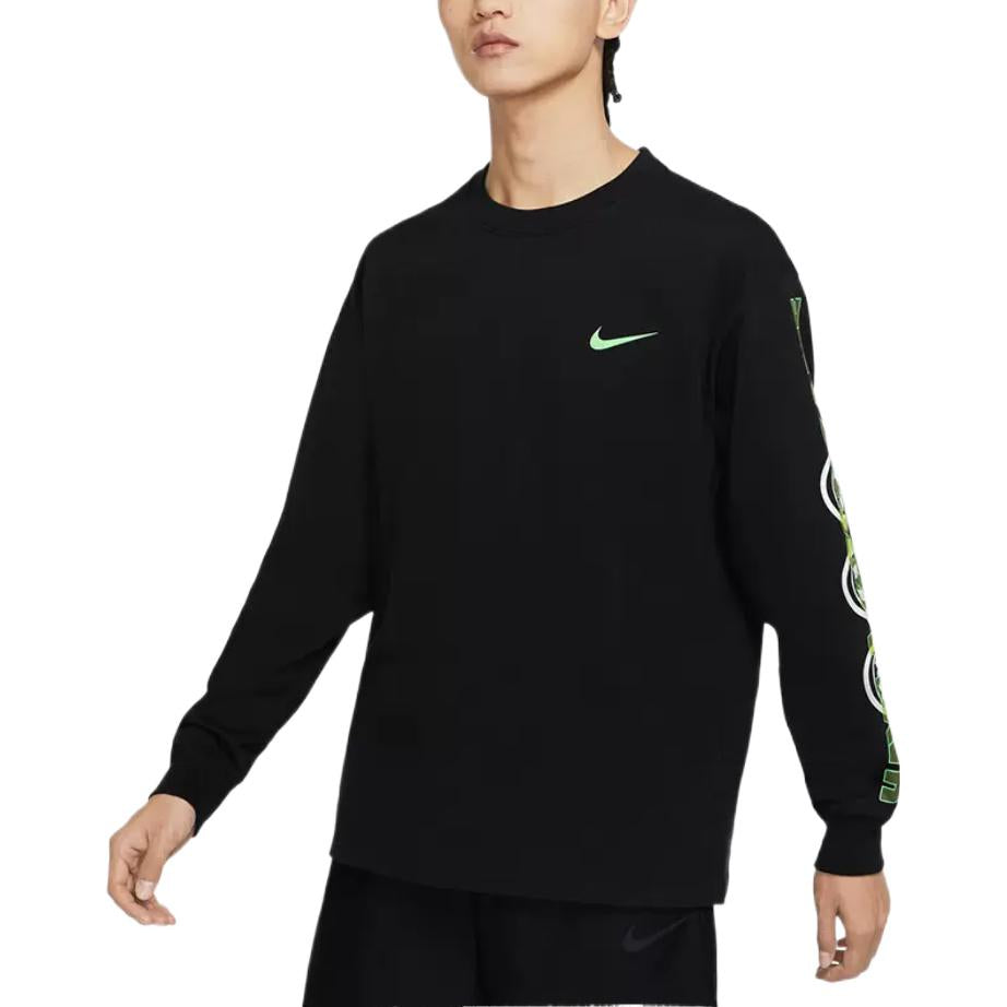 Men's Nike Logo Casual Round Neck Long Sleeves Pullover Black DM6946-010