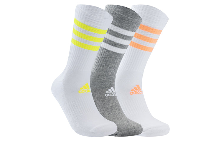 adidas Meias 3-Stripes 3 Pares 'White Grey' HI3434