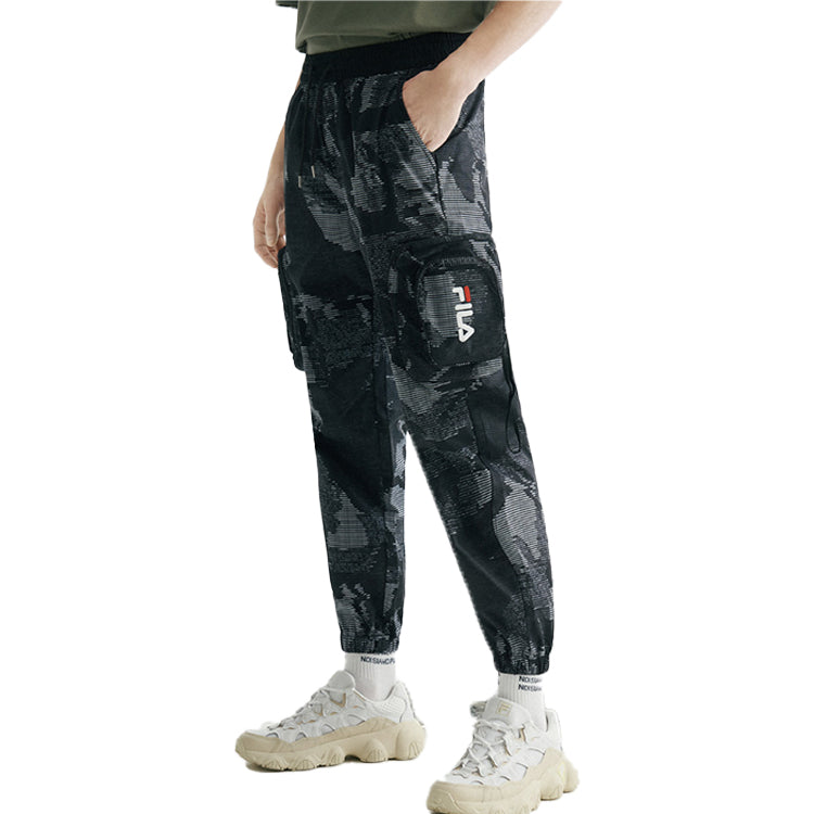 FILA FUSION Logo Printing Camouflage Cargo Casual Jogger Pants Black T11M023802F-BK
