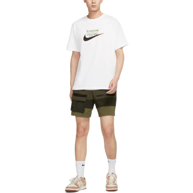 Men's Nike Solid Color Logo Printing Round Neck Pullover Short Sleeve White T-Shirt DR7964-100