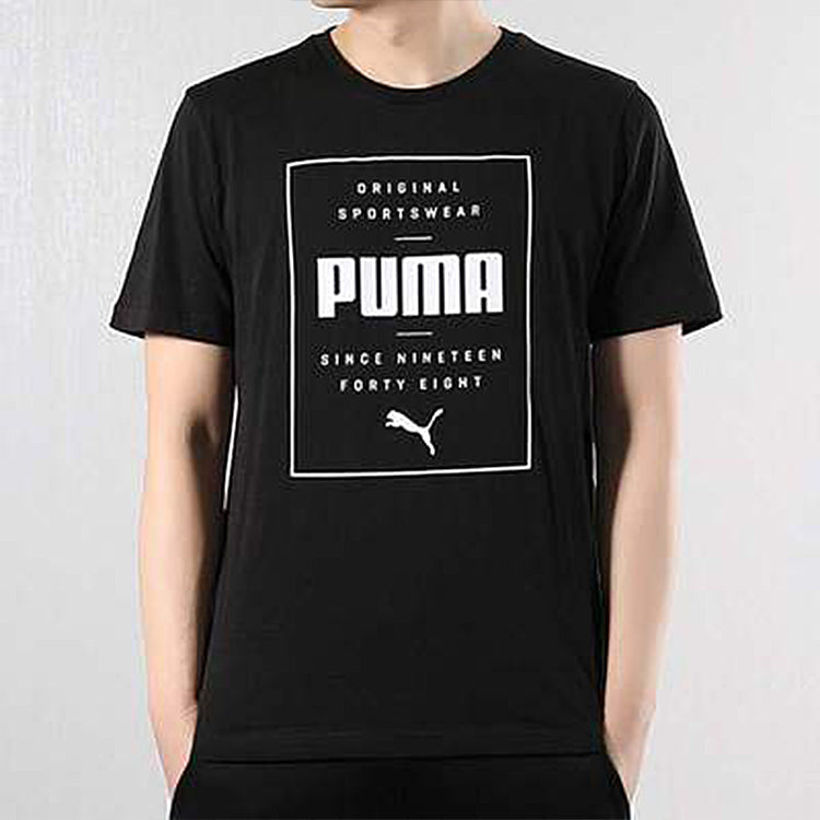 PUMA Casual Sports Alphabet Printing Round Neck Breathable Short Sleeve Black 844612-01