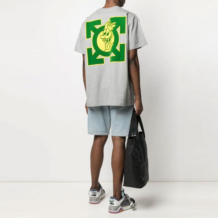 Off-White SS21 Logo Short Sleeve Loose Fit Gray OMAA038S21JER0110855