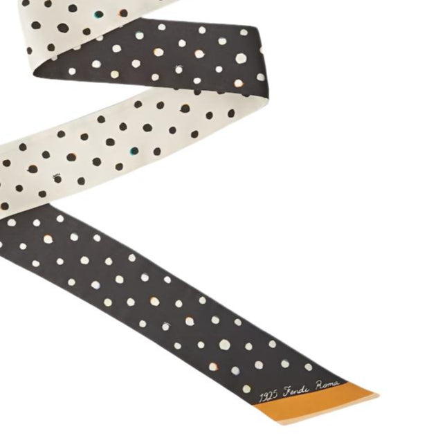 (WMNS) Fendi SS26 Wrappy Falena Dots Silk Scarf 'Black White' FXT011AWEYF0ZE7