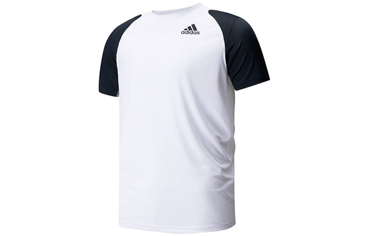 Men's adidas Contrasting Colors Sports Round Neck Short Sleeve White T-Shirt H33733