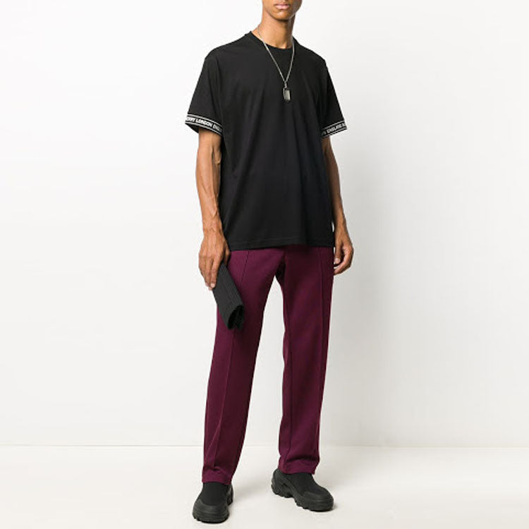 Men's Burberry Cuff Logo Label Printing Short Sleeve Black 80262241