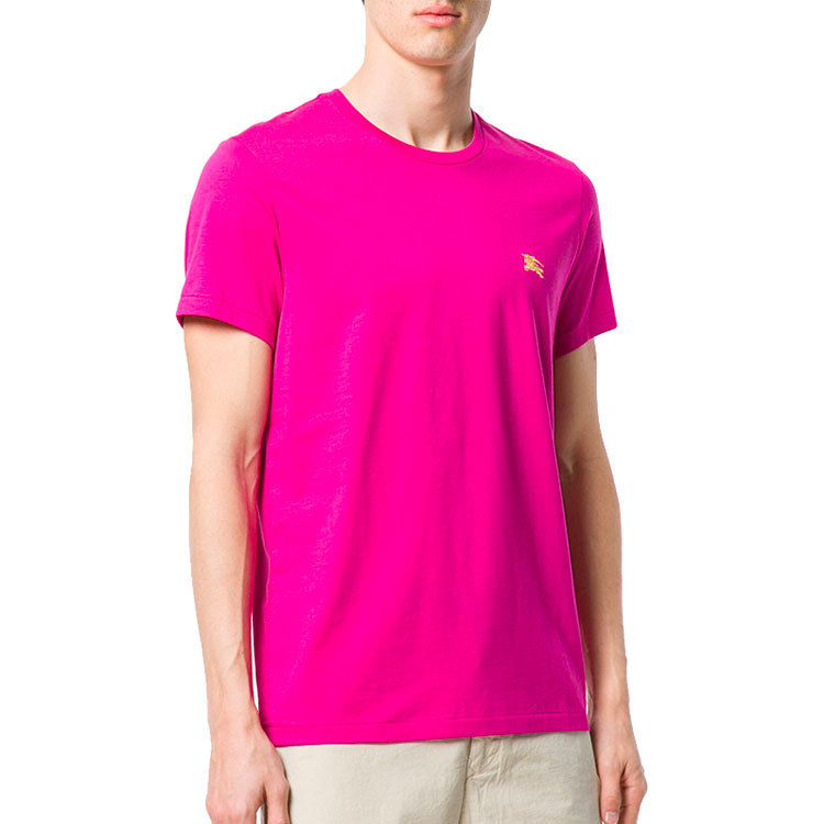 Men's Burberry Pure Cotton Logo Round Neck Short Sleeve Rose Red 40685931