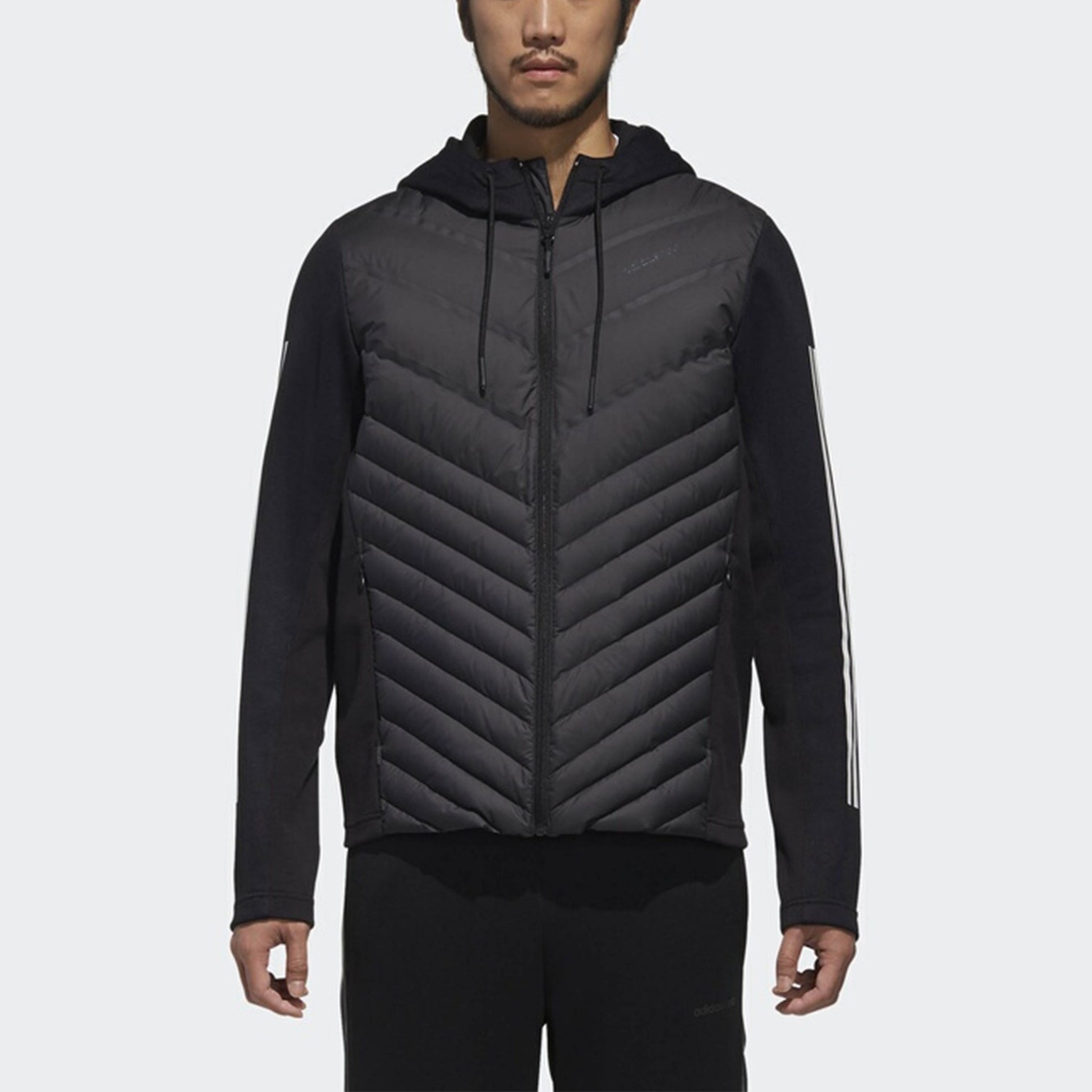 adidas neo M Dly Dwn Jkt Splicing Stay Warm Sports hooded down Jacket Black DM4348