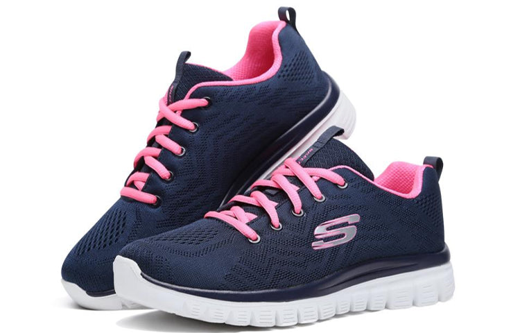 (WMNS) Skechers Graceful Get Connected Blue/White/Pink 12615-NVHP