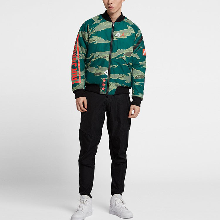 Air Jordan City Of Flight Printing Athleisure Casual Sports Stay Warm Jacket Camouflage Green AT9006-010