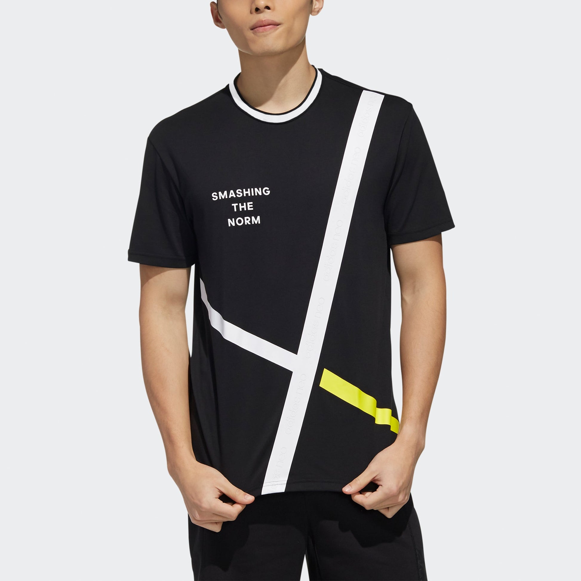 adidas neo M Cs Abs Gr T2 Alphabet Printing Casual Sports Breathable Short Sleeve Black DW8114