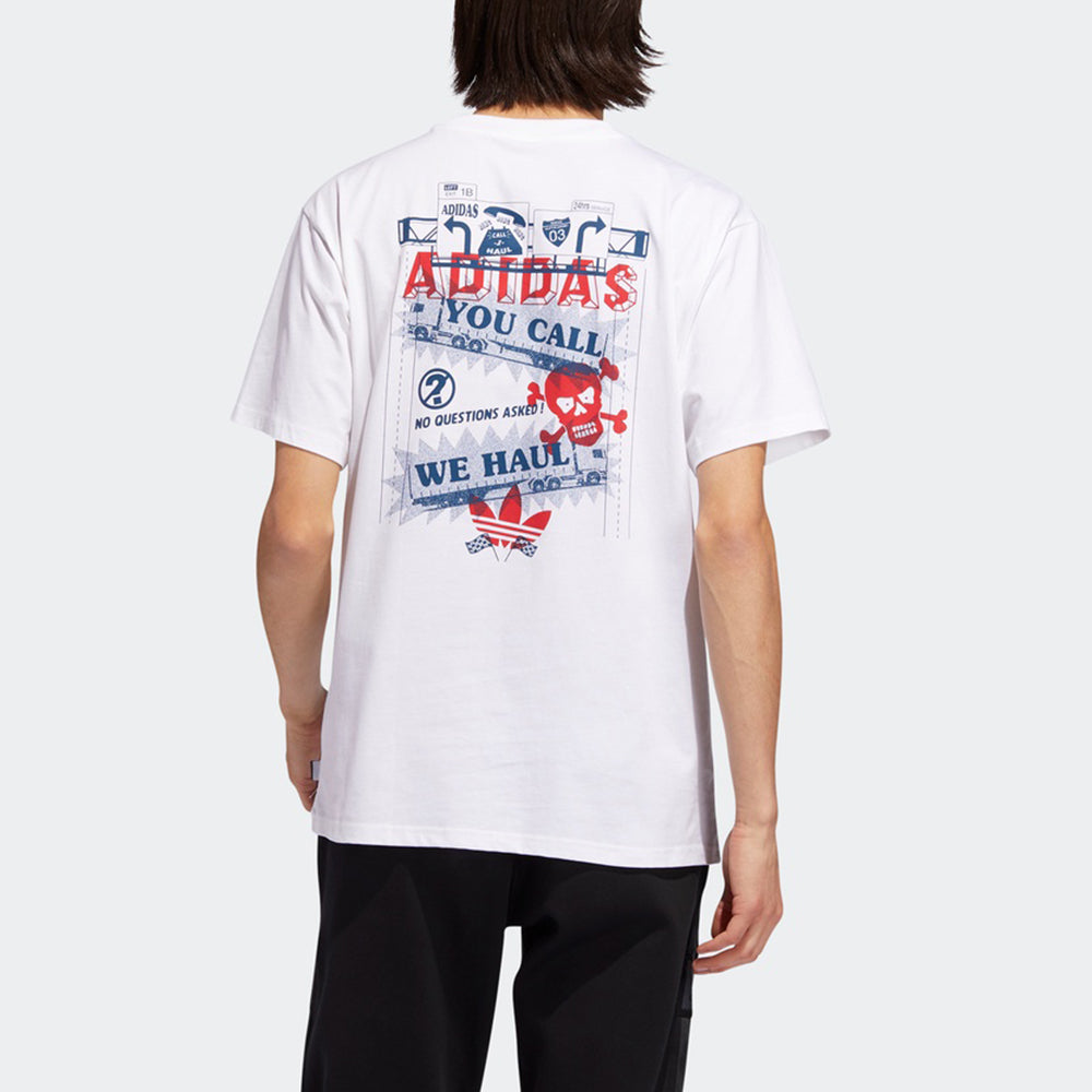 adidas originals Wehaultee Skateboard Printing Sports Round Neck Short Sleeve White EC7294