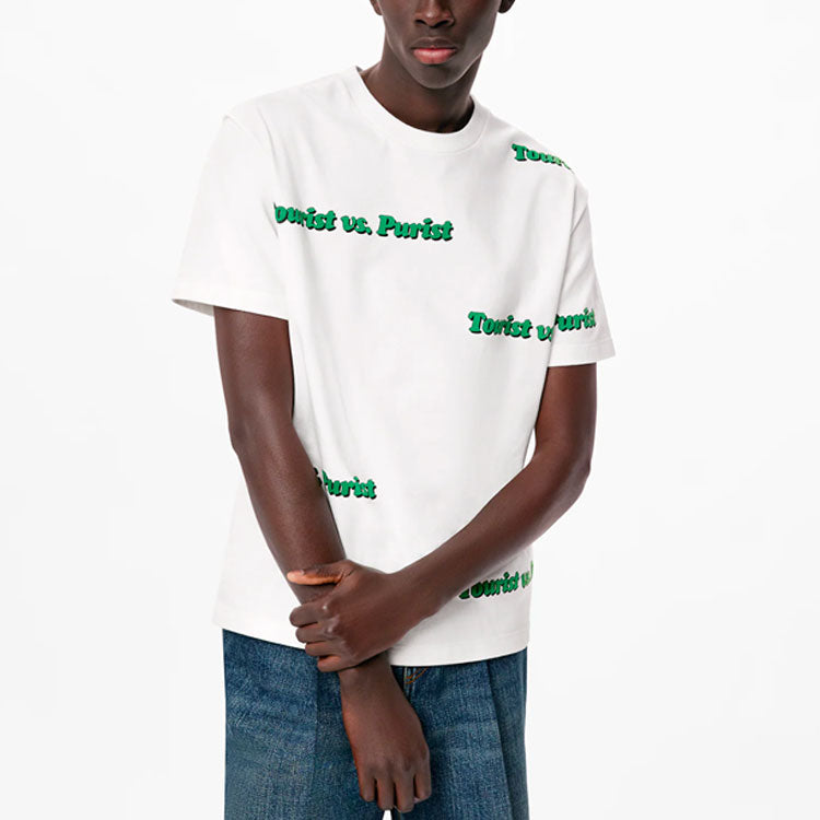 Men's LOUIS VUITTON FW21 Tourist VS Purist Alphabet Printing Cotton Short Sleeve White 1A971T