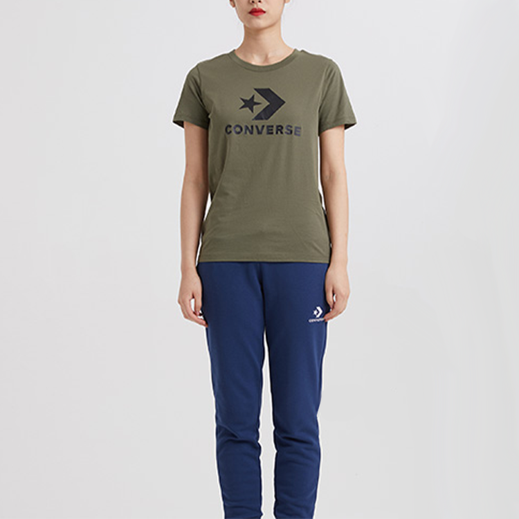 (WMNS) Converse Classic Logo Printing Short Sleeve Grass Green 10009152-A13