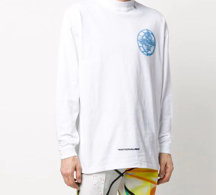 Off-White 3D Logo Printing Round Neck Long Sleeves Unisex White OMAB032R201850030188