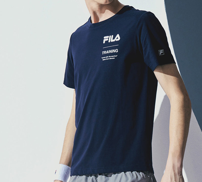 FILA Fitness Series Word Printing Sports Short Sleeve Royal blue A11M021111F-NV