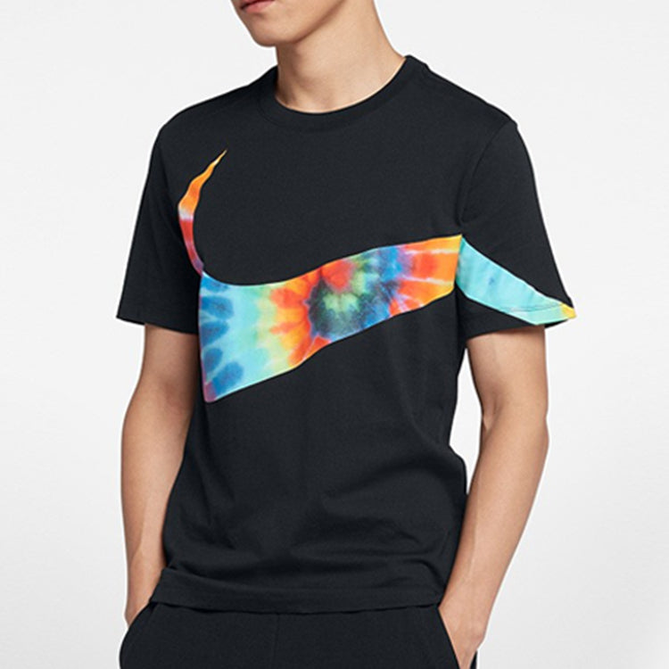 Nike Sportswear Big Swoosh Tee Black Background Hook Short Sleeve Male CI9348-010