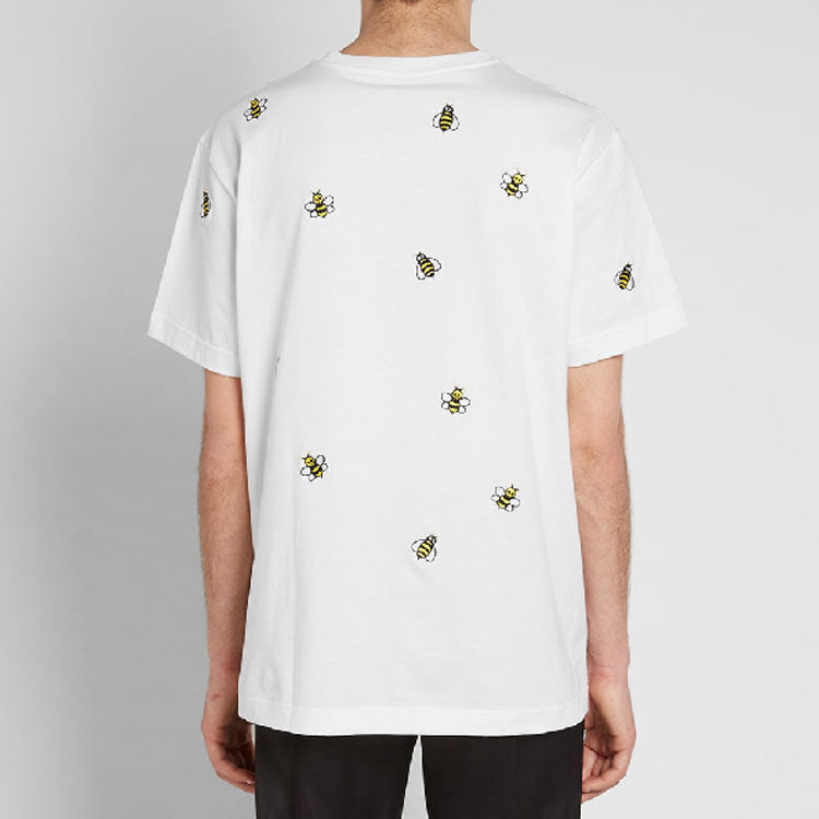 Men's DIOR x KAWS Crossover Bee Embroidered Short Sleeve White 923J609W5041-082