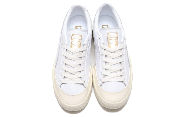 PUMA Clyde Rubber Toe Leather Leisure Board Shoes White 366986-01