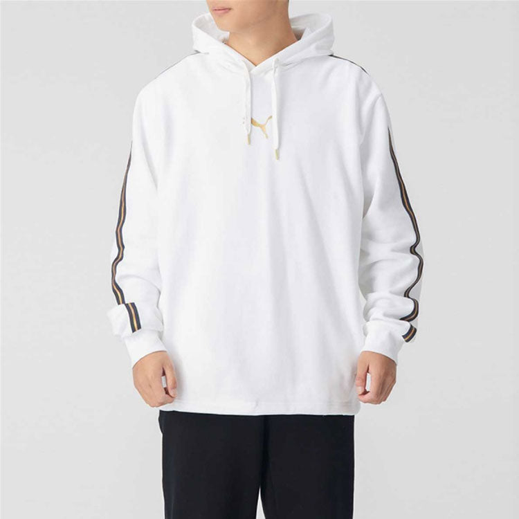 PUMA Bronzing Printing Fleece Lined Stay Warm hooded Knit White 587139-02