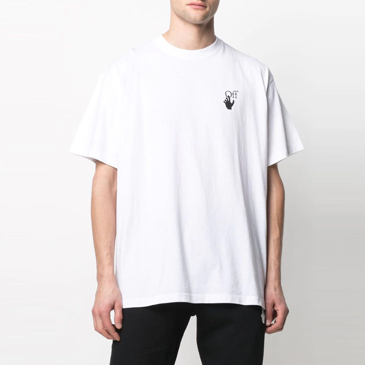 Off-White SS21 Back Red Arrow Cotton Short Sleeve Loose Fit White OMAA038R21JER0020125