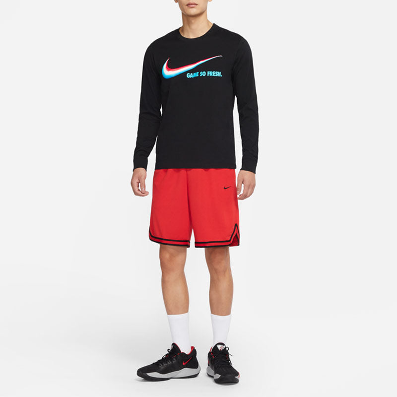 Nike Game So Fresh Basketball Sports Printing Round Neck Long Sleeves Black DN2998-010