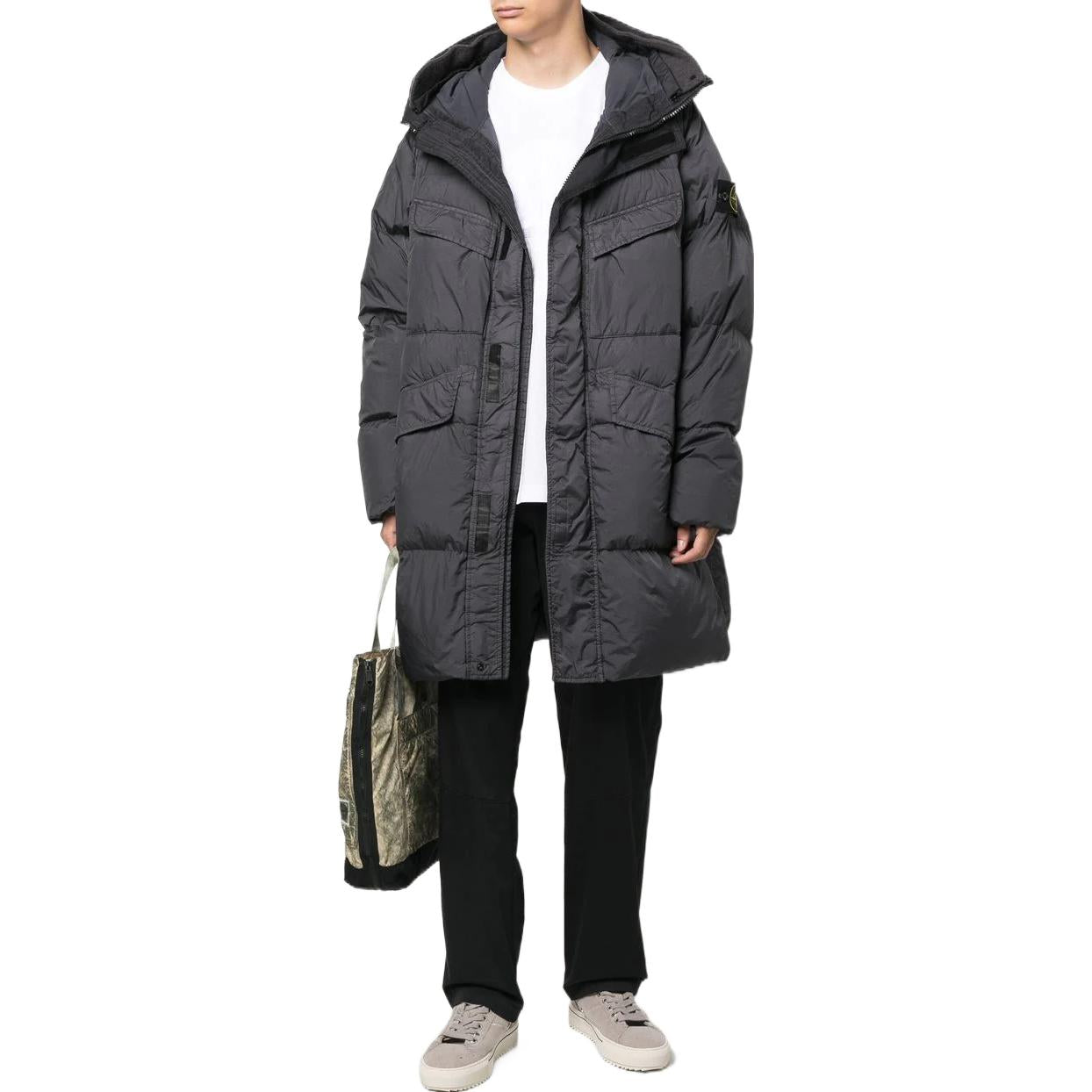 STONE ISLAND Crinkle Reps Long Down Coat 'Black' 771570123-V0029