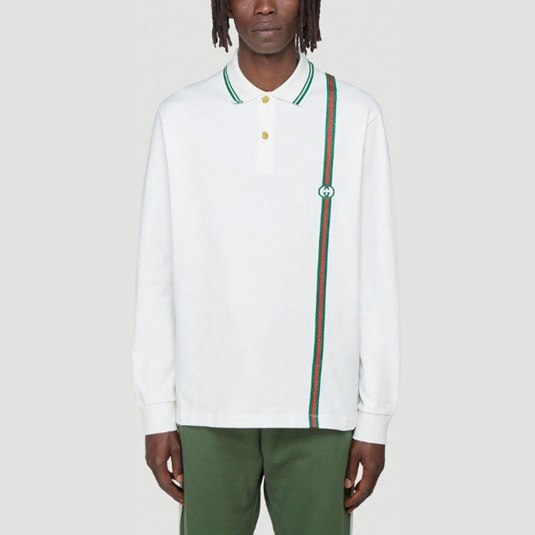 Gucci Long Sleeve Stripe Jersey Polo 'White' 628338-XJCQR-9061