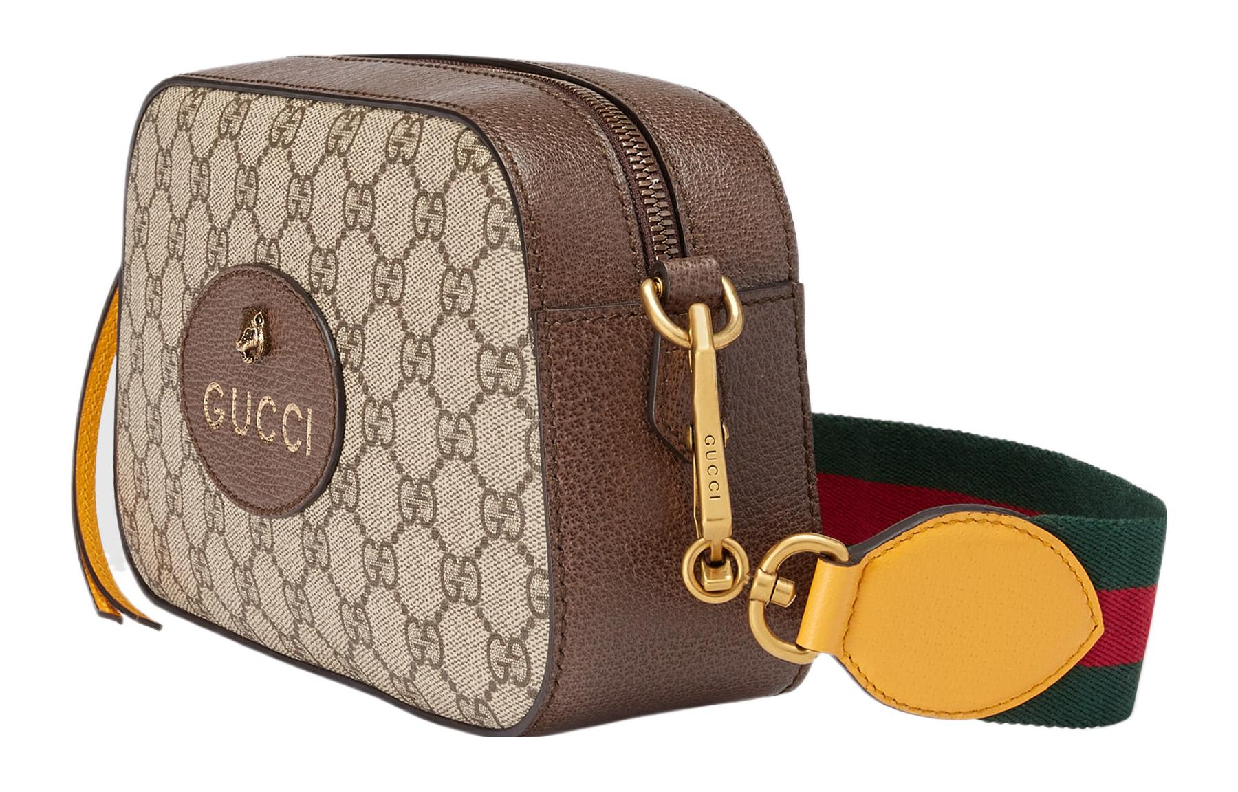Gucci Neo Vintage Metallic Tiger Head Logo Stripe Messenger Bag 'Brown Yellow' 476466-K9GVT-8856