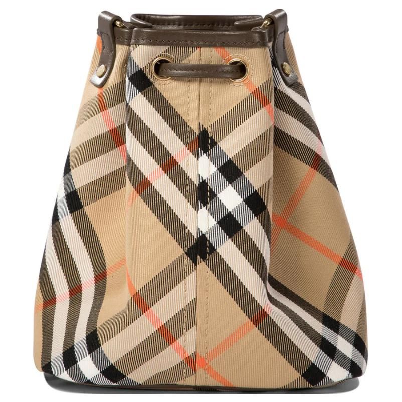 (WMNS) Burberry 25 Checked Drawstring Bucket Bag 'Beige' 8093804