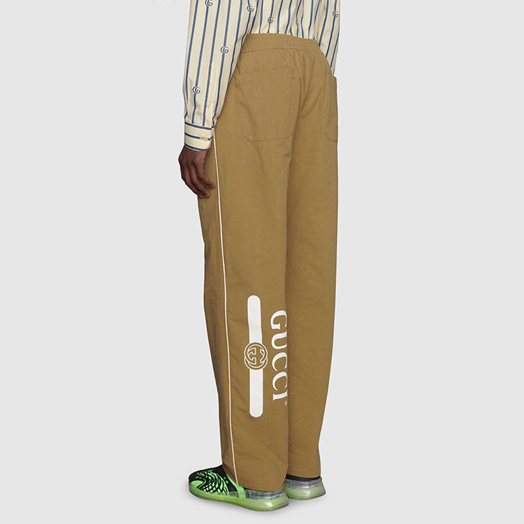 Men's Gucci Logo Alphabet Loose Casual Pants/Trousers Brown 625880-ZAEP7-2109
