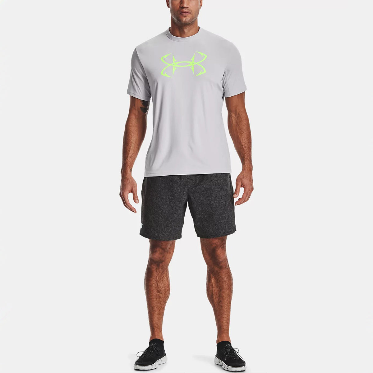 Men's Under Armour Iso-Chill Fish Logo Printing Training Sports Breathable Loose Short Sleeve Gray 1361252-014