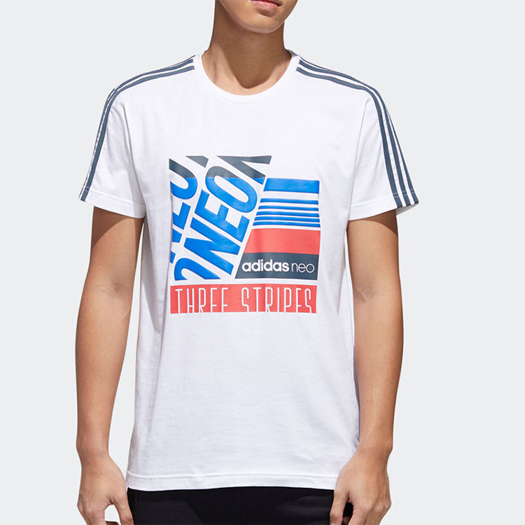 adidas neo M Brlv Alphabet Printing Short Sleeve White GK1517