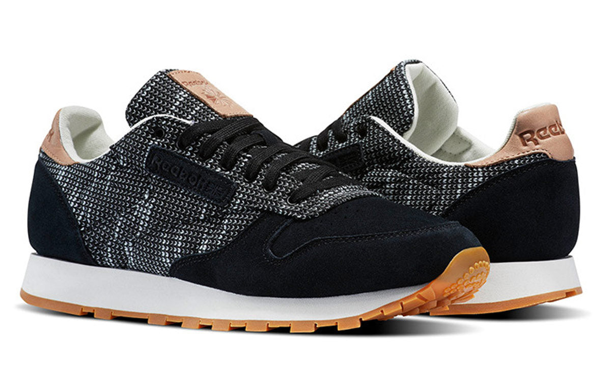 Reebok Classic Leather EBK Black Gray Shoes/Sneakers BS6236