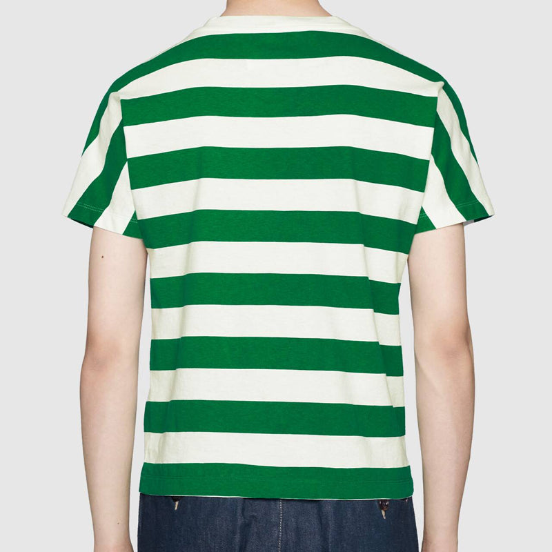 Gucci PiGGy Sticker Striped Short Sleeve For Men Green 626986-XJCOP-9762