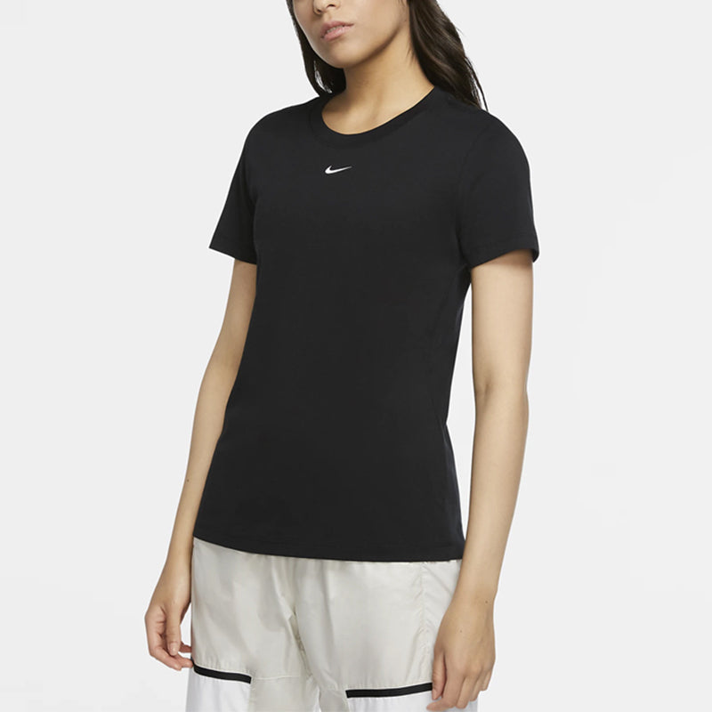 (WMNS) Nike Embroidery Logo Sports Round-neck Black CZ7339-011
