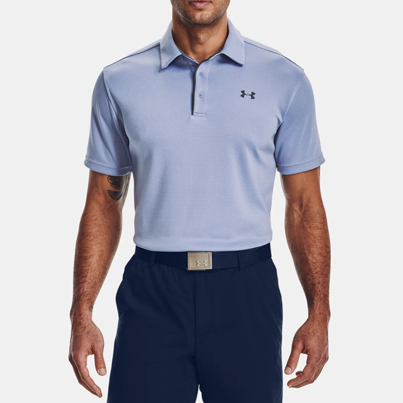 Men's Under Armour Tech Golf Breathable Sports Short Sleeve Polo Shirt Blue 1290140-420