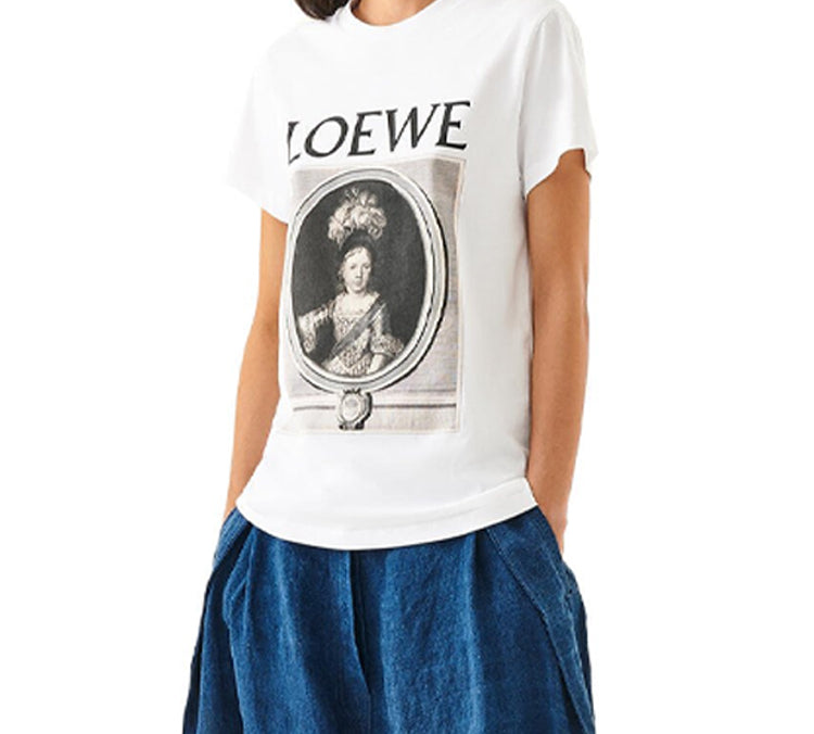 LOEWE Pattern Printing Round Neck Short Sleeve White S6109660PC-2103