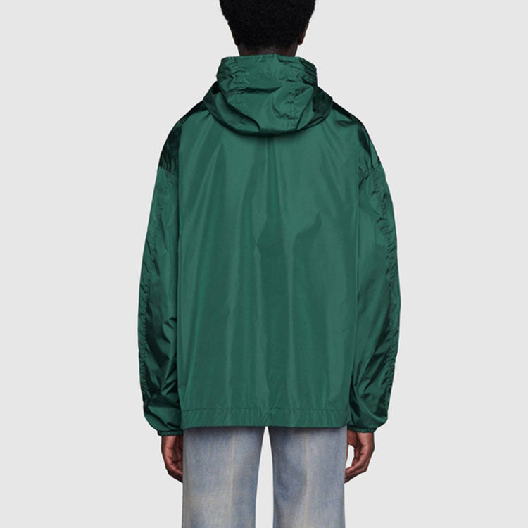 Men's Gucci Colorblock Nylon Hooded Jacket Green 654827-ZAGVU-3283