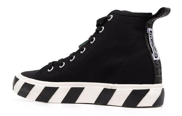 Off-White Vulcanized Mid-Top Canvas Sneakers 'Black White Green' OMIA119C99FAB0011001