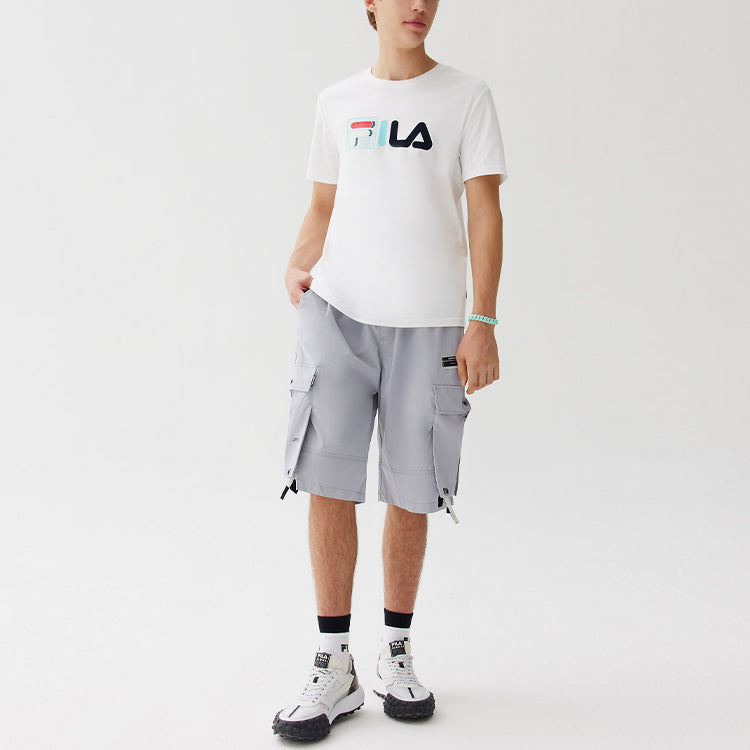 FILA Contrasting Colors Printing Logo Loose Round Neck Short Sleeve White F51M128175F-WT