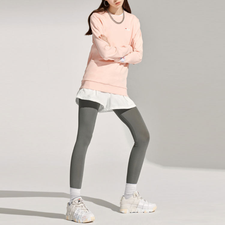 (WMNS) FILA FUSION Logo Printing Sports Round Neck Hoodie Pink T11W112208F-LP