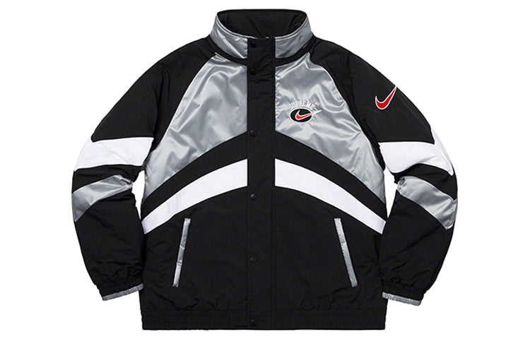 Supreme SS19 x Nike Hooded Sport Jacket Crossover waterproof Nylon hooded track Jacket Unisex Silver SUP-SS19-10137