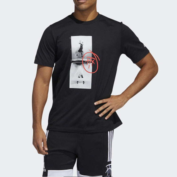 adidas Tmac Logo Basketball Sports Short Sleeve Black GE4108