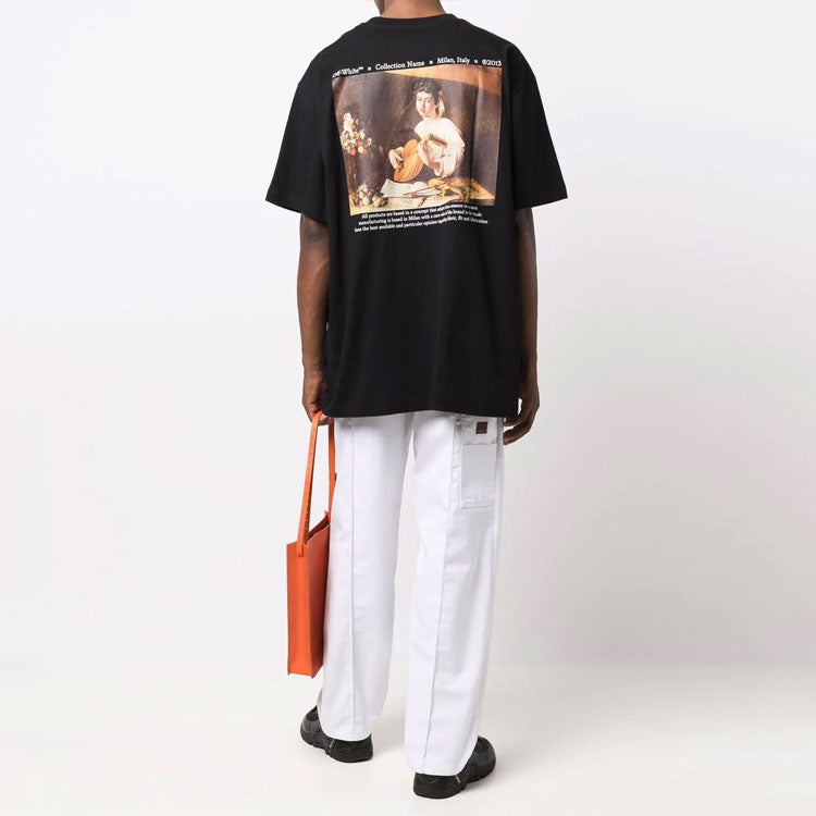 Off-White FW21 Caravaggio Painting Short Sleeve Loose Fit Black OMAA038F21JER0061084