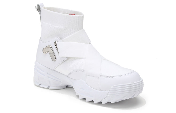 (WMNS) FILA Disruptor-Stretch-Fabric High-top Running Shoes White F16W913713FWT