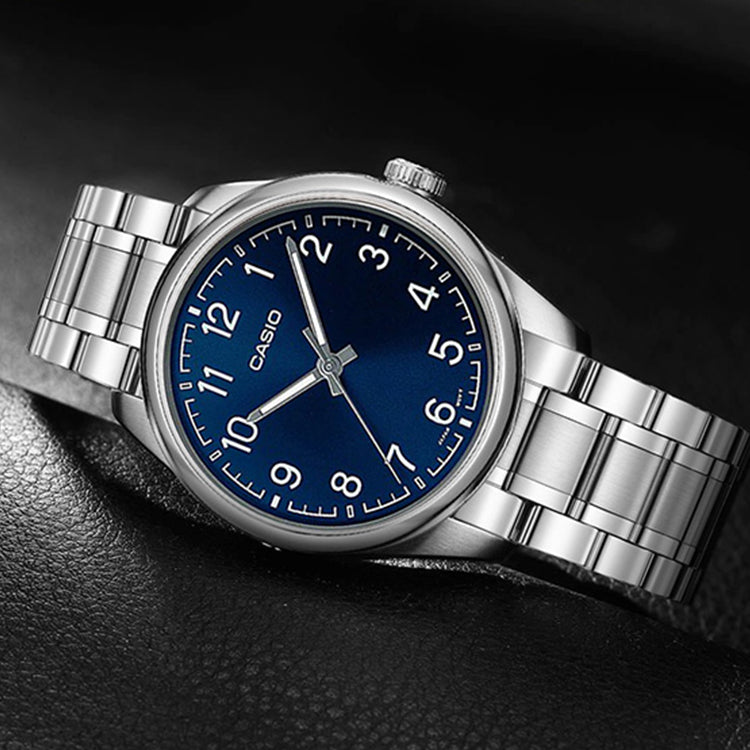 Casio Dress Minimalistic Retro Business Analog Watch 'Blue Metallic Silver' MTP-V005D-2B4
