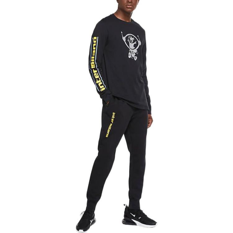Men's Nike Solid Color Logo Fleece Lined Bundle Feet Black Sports Pants/Trousers/Joggers CK9379-010